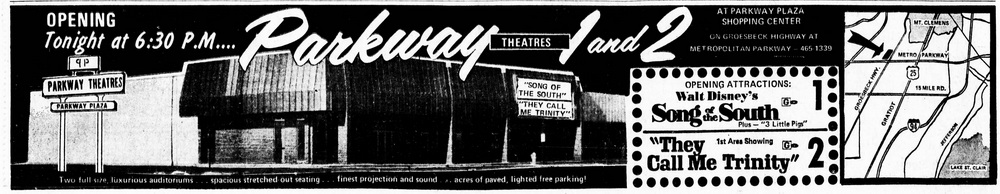 Parkway 1 & 2 - Feb 23 1972 Grand Opening Ad (newer photo)